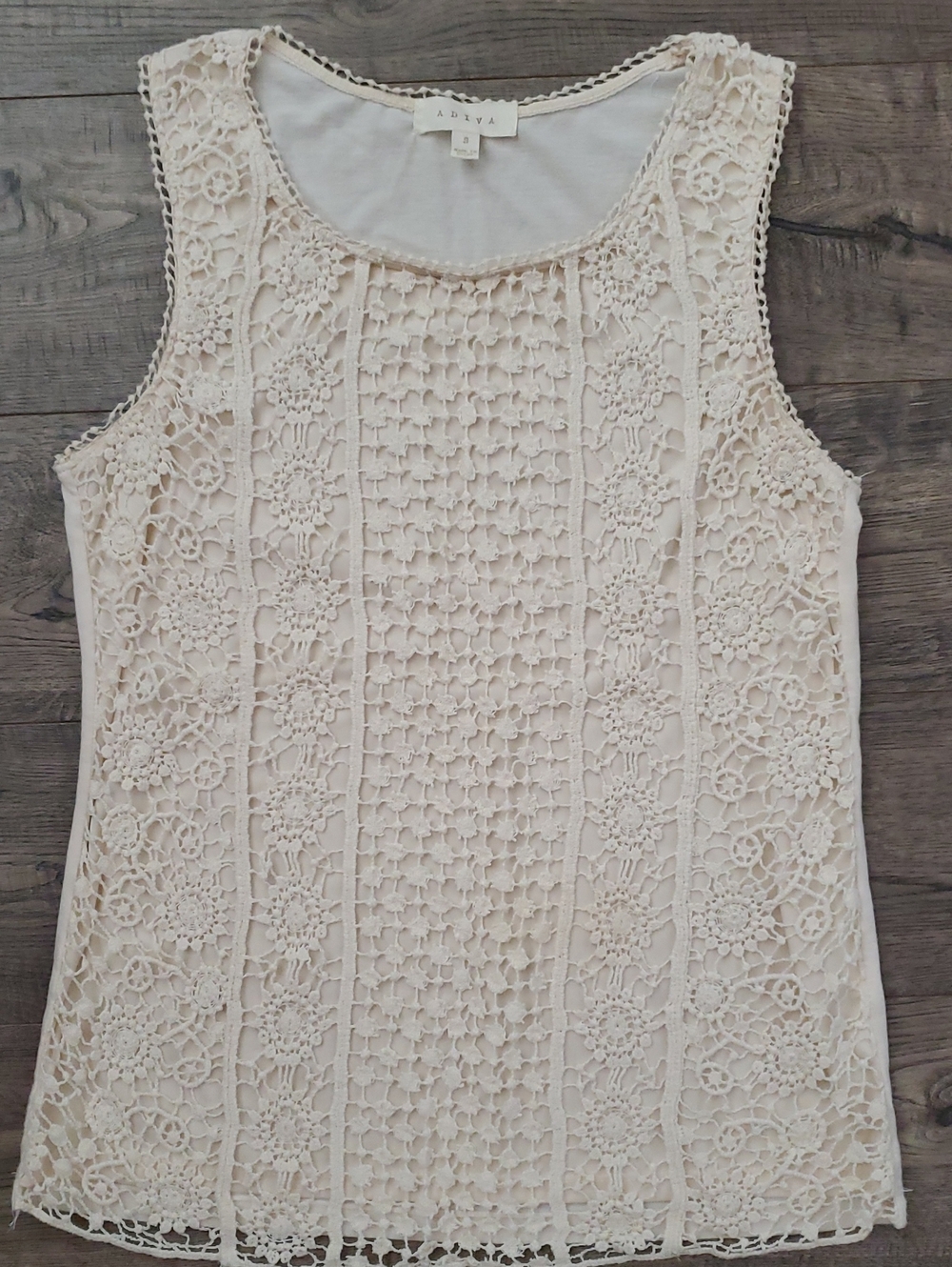 Adiva Lace Crochet Tank Top in Cream